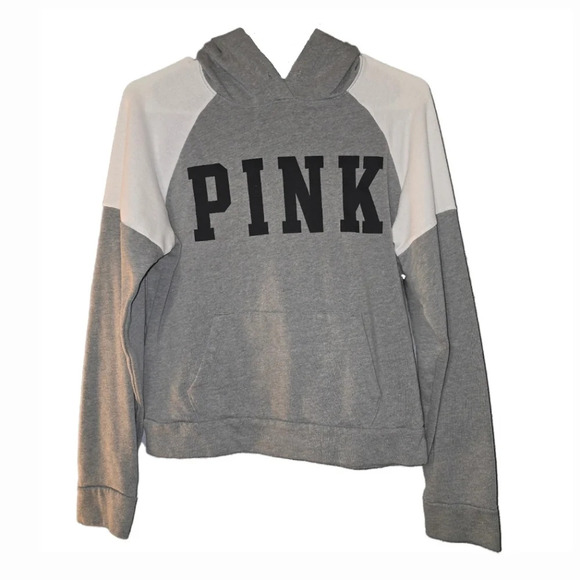 Victoria’s Secret PINK Pullover Hoodie - Gray & White - Small - Picture 1 of 5